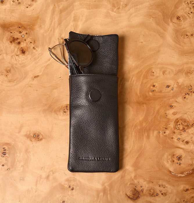 Daniella Lehavi Iris Double Glasses Case, Pebbled Black