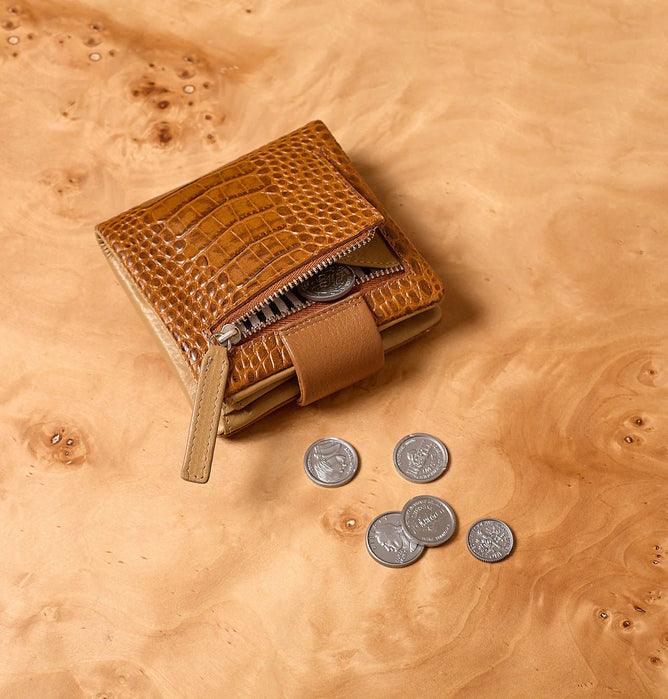 Daniella Lehavi Frida Medium Wallet, Camel Croco