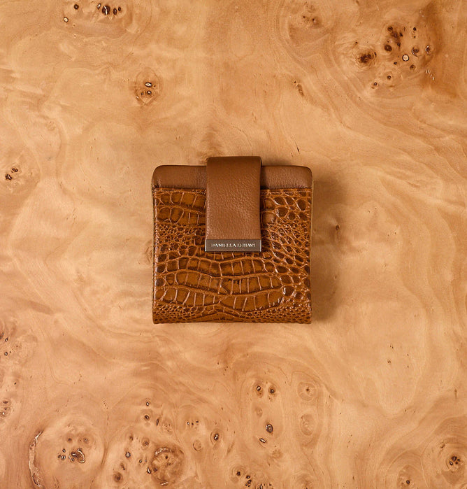 Daniella Lehavi Frida Medium Wallet, Camel Croco