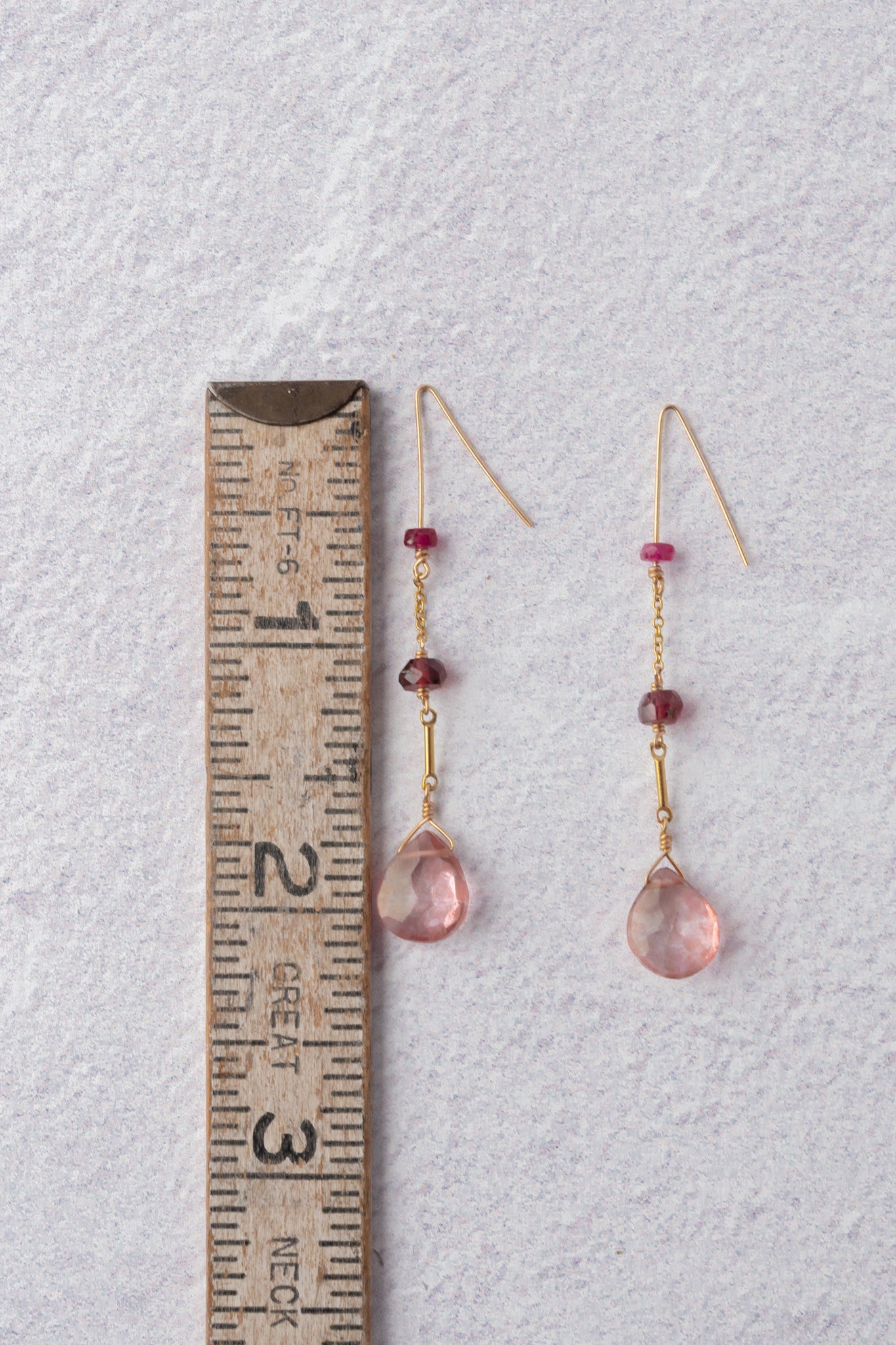 Delisch Rose Quartz/Sapphire Tier Earring, 14k Gold fill
