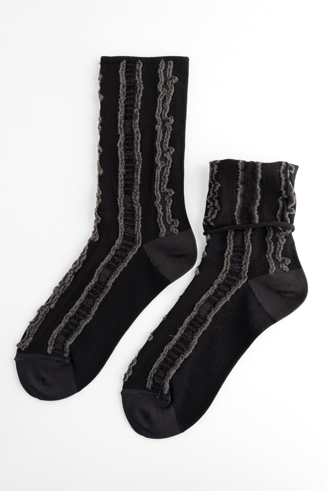 Moyuru Diplo Wavy Stripe Sock, Black/Gray