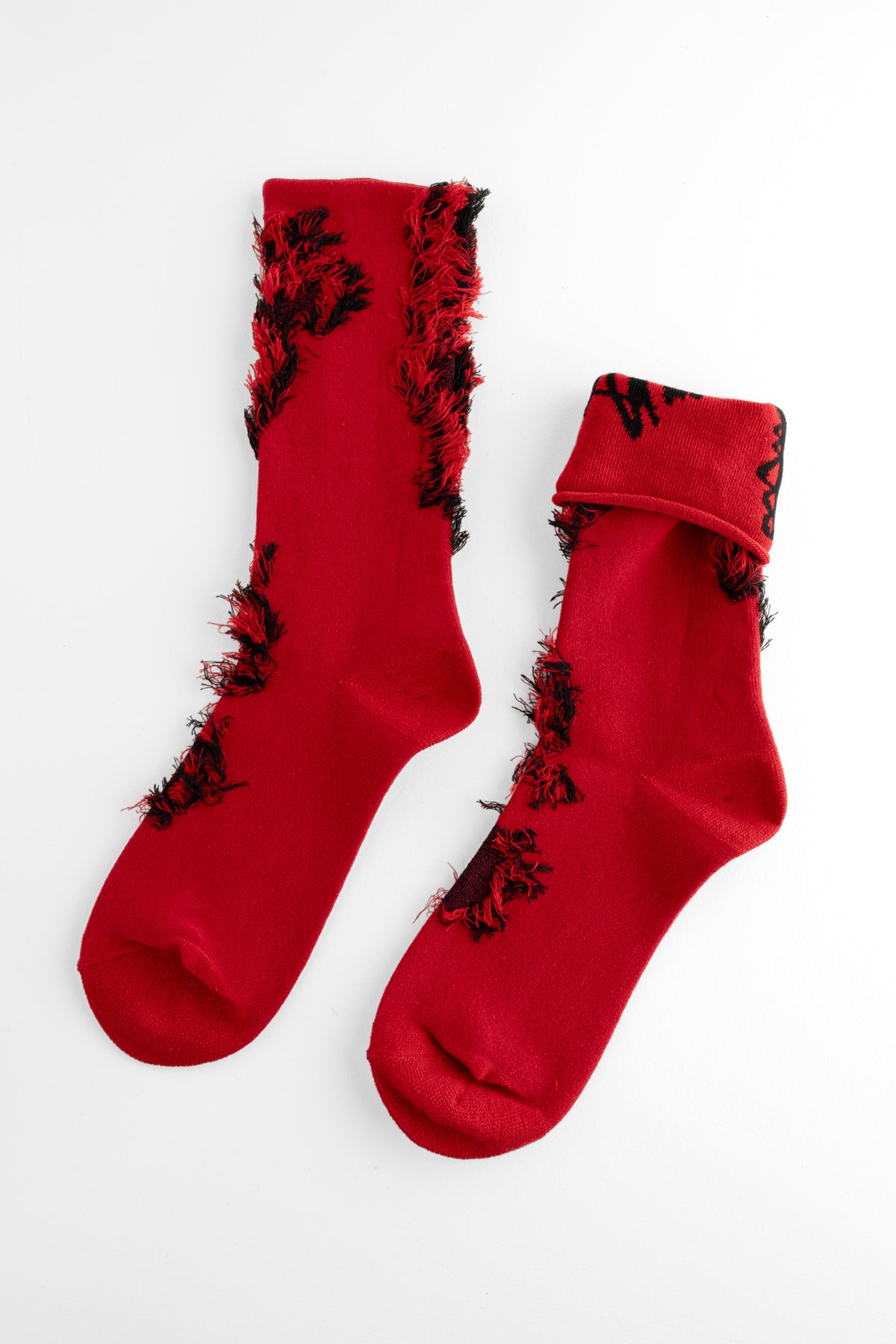 Moyuru Diplo Fringe Sock, Red/Black