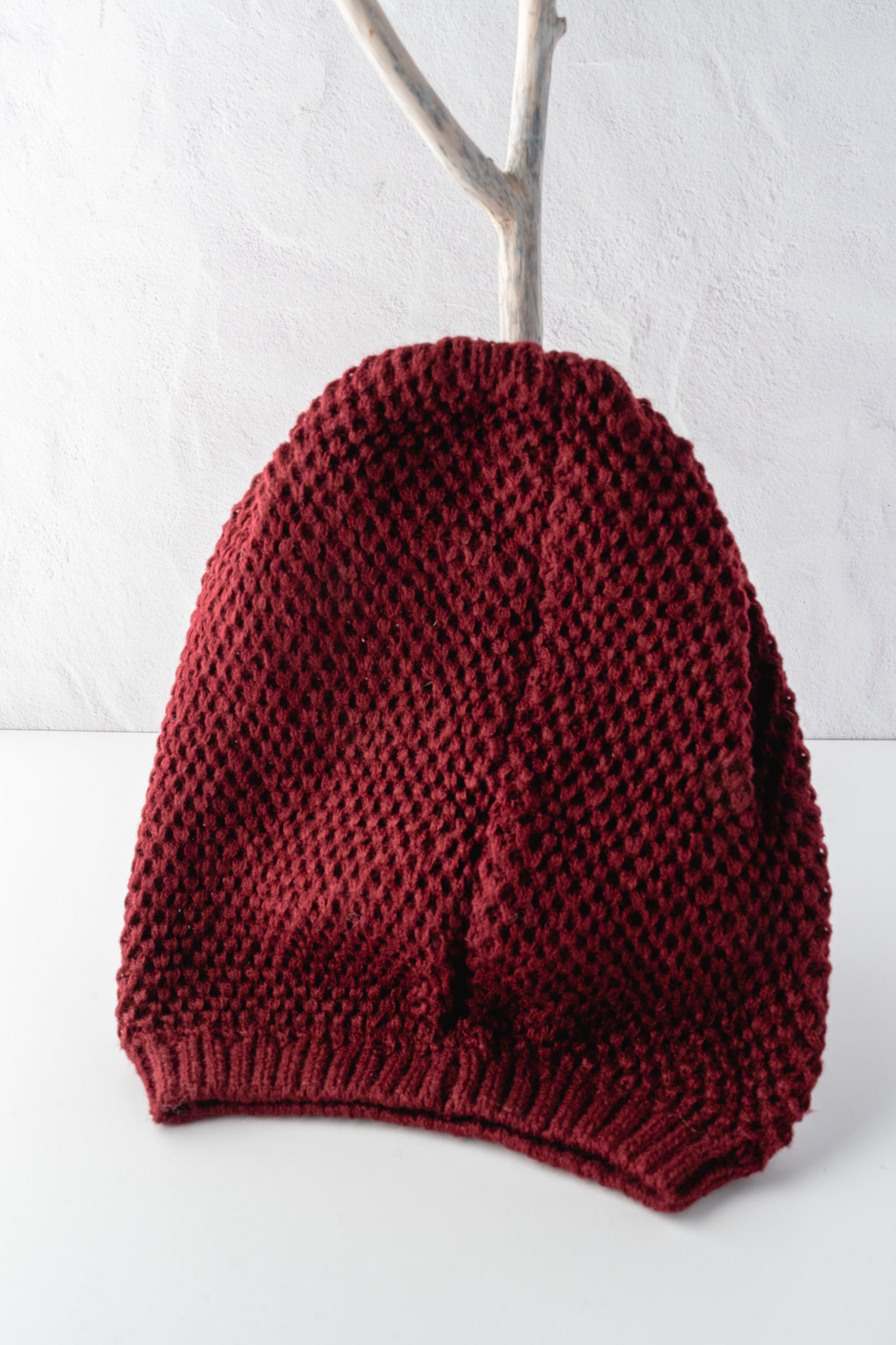 Leto Accessories Comfy Waffle-Knit Beanie, Burgundy