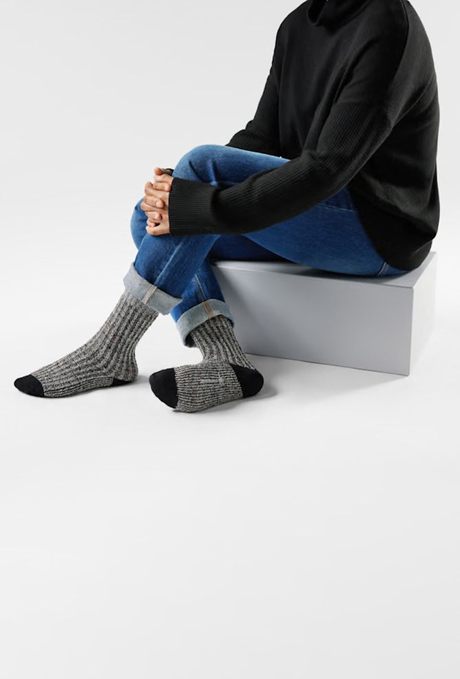 Smartwool Everyday Cozy Waffle Press Crew, Black/Donegal