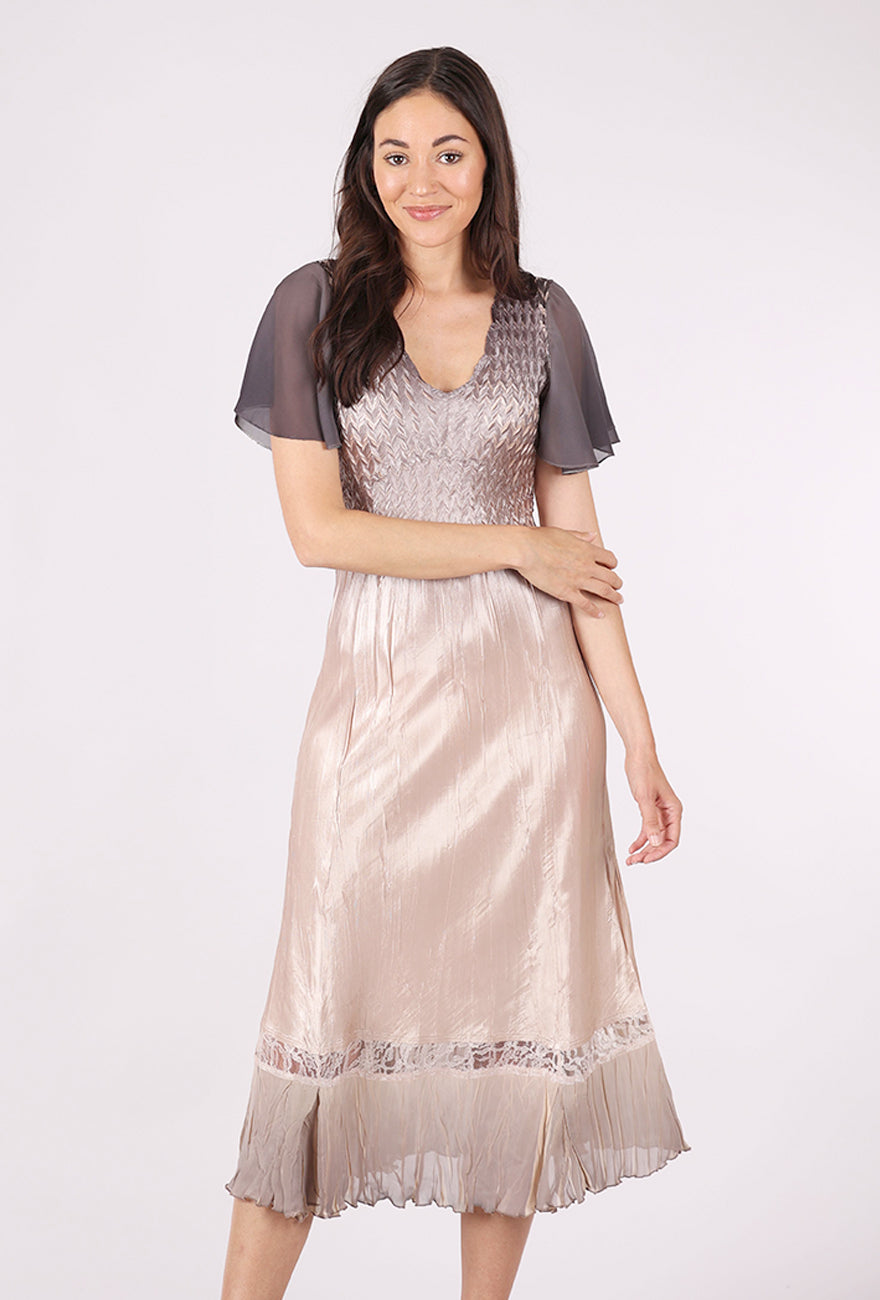 Komarov Flutter Sleeve Ombre Dress, Oyster Smoke