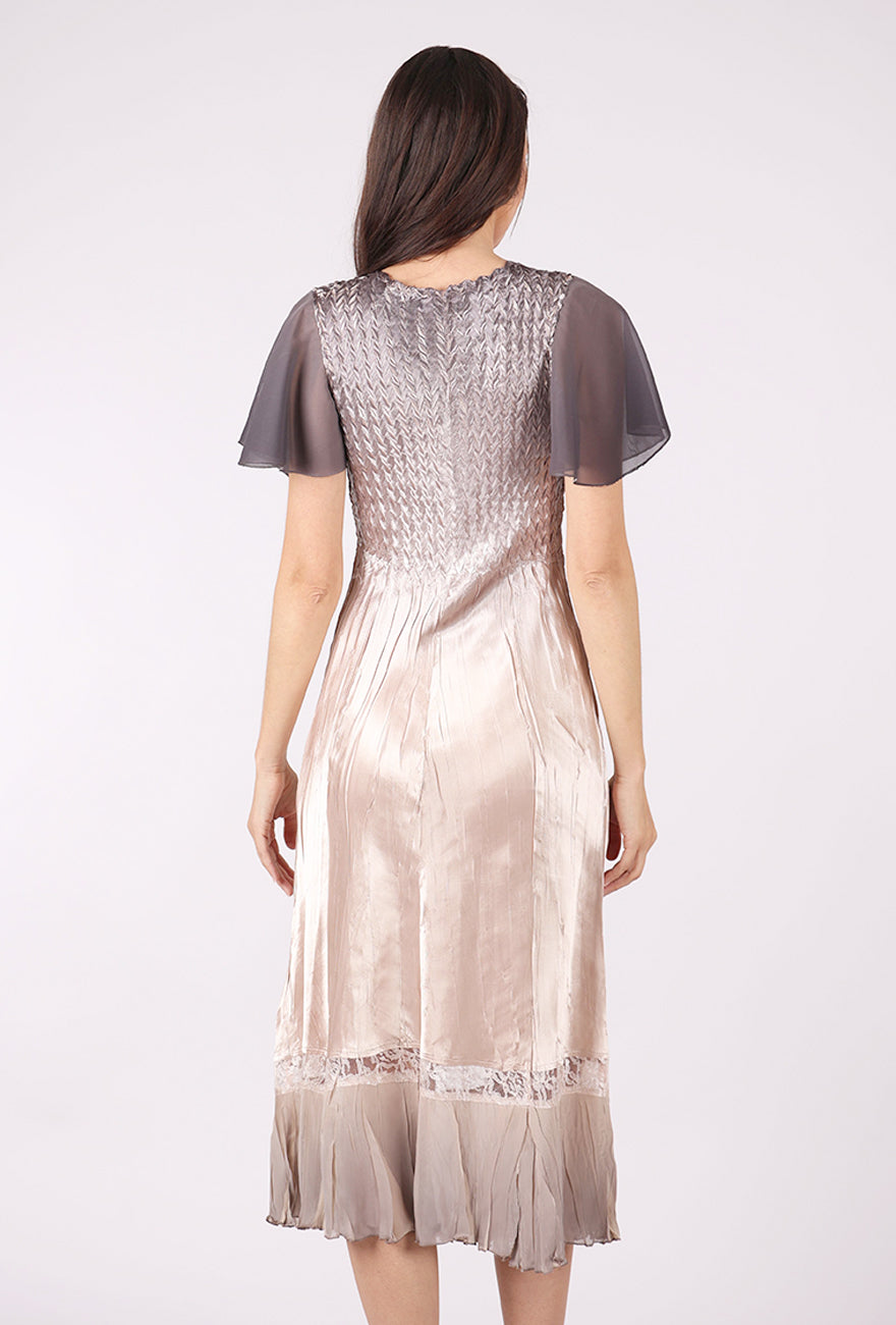Komarov Flutter Sleeve Ombre Dress, Oyster Smoke