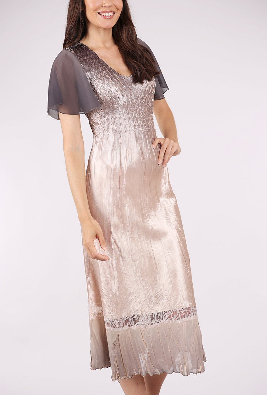 Komarov Flutter Sleeve Ombre Dress, Oyster Smoke