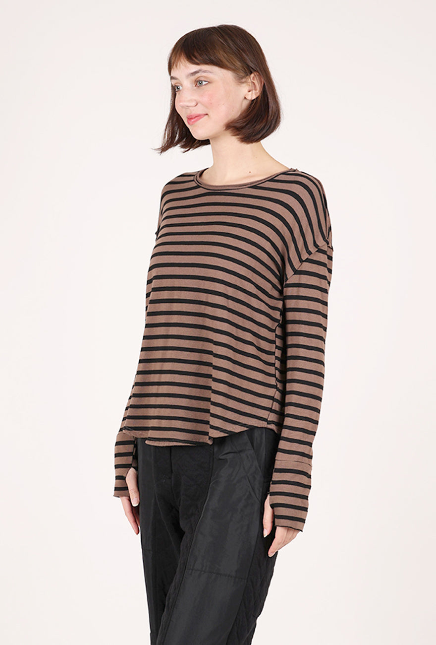 Cut Loose Black Stripe Thumbhole Top, Cola