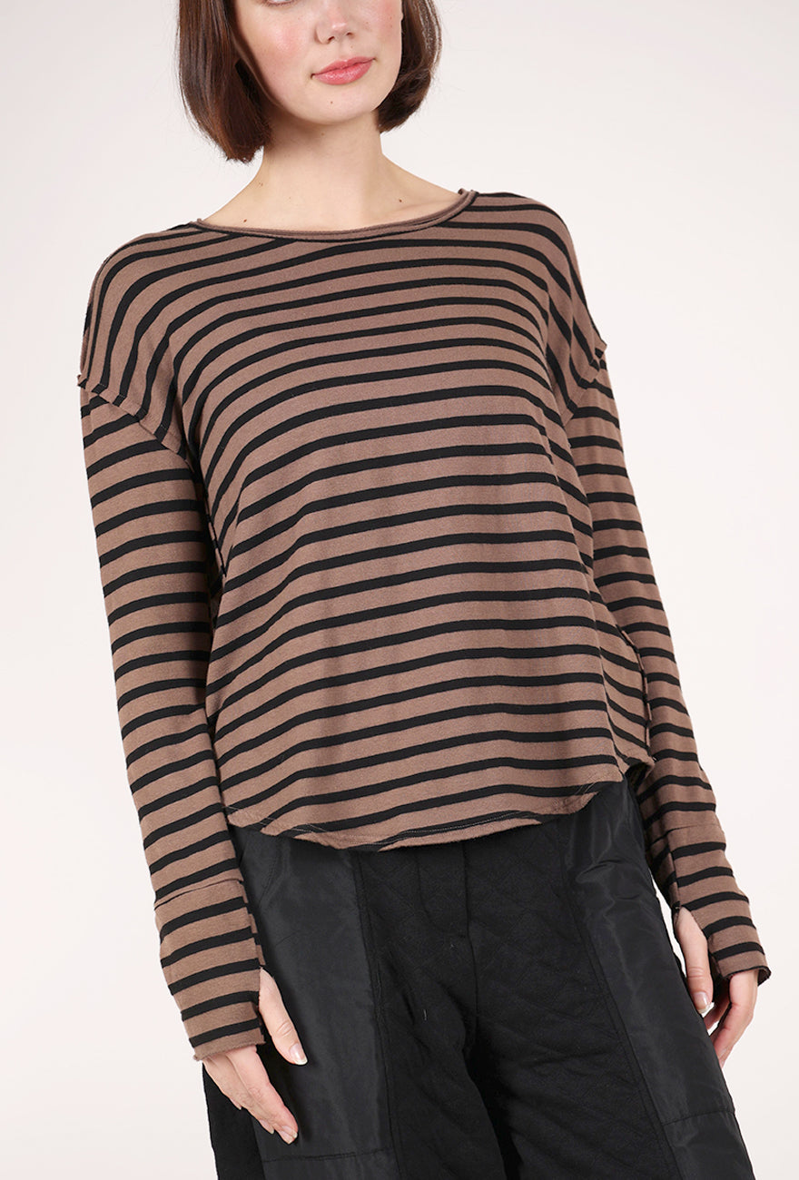 Cut Loose Black Stripe Thumbhole Top, Cola