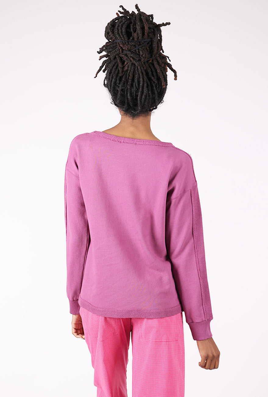 Reverse Seams Longer Sweatshirt, Wildberry