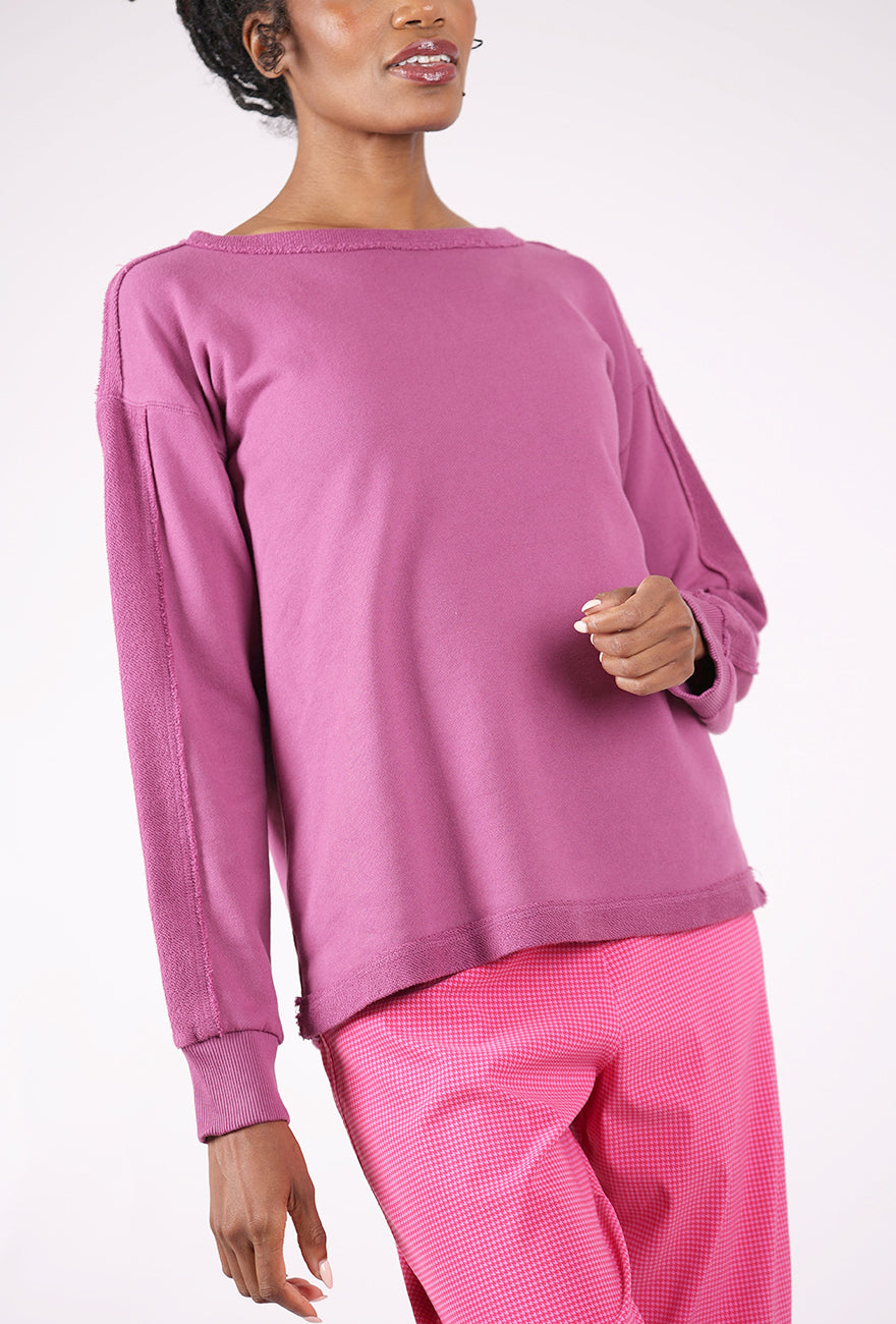 Reverse Seams Longer Sweatshirt, Wildberry