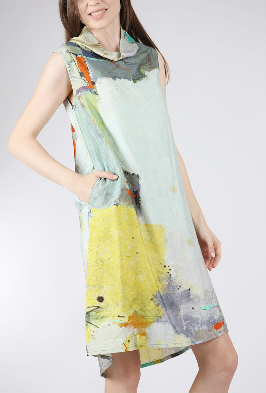 3 Potato Classic 3P Cowl Dress, Gold/Sage