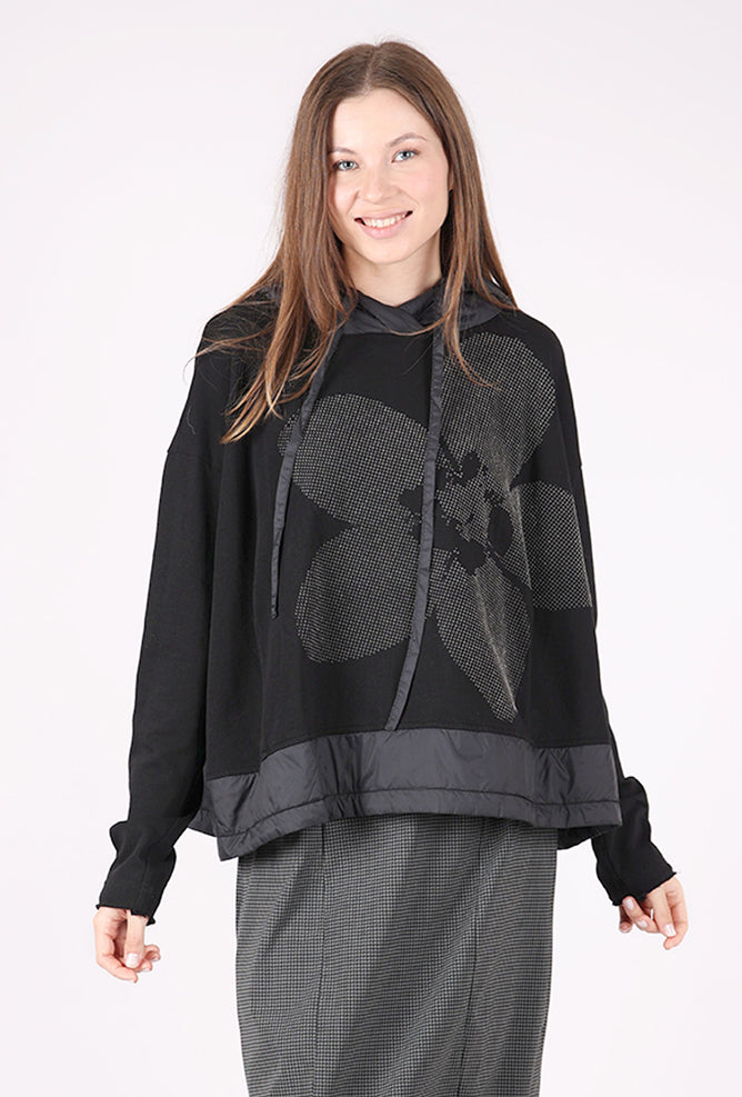 Clothing Contrast Trim Pullover, Black/Gray Flock
