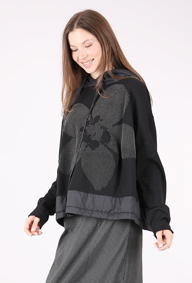 Clothing Contrast Trim Pullover, Black/Gray Flock
