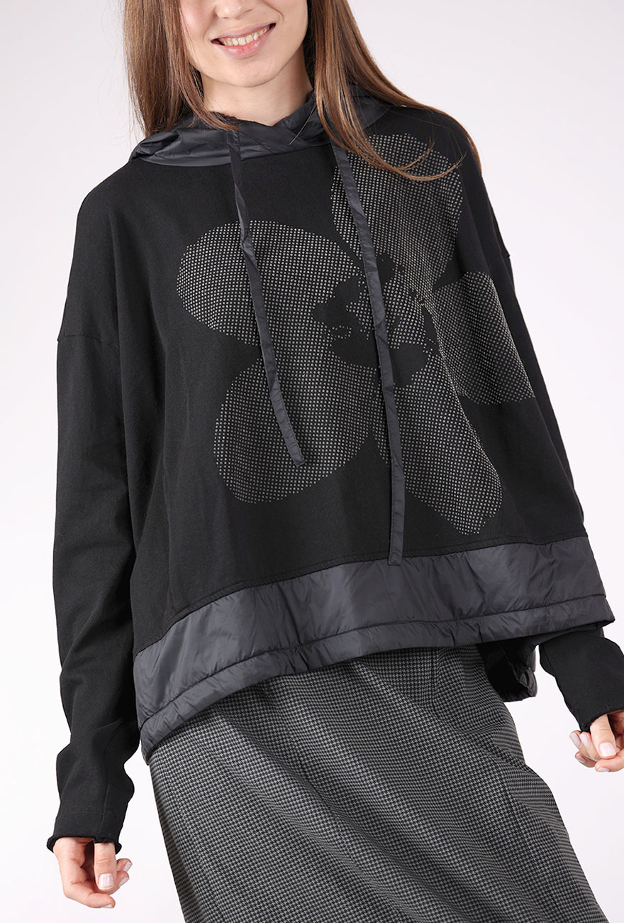 Clothing Contrast Trim Pullover, Black/Gray Flock