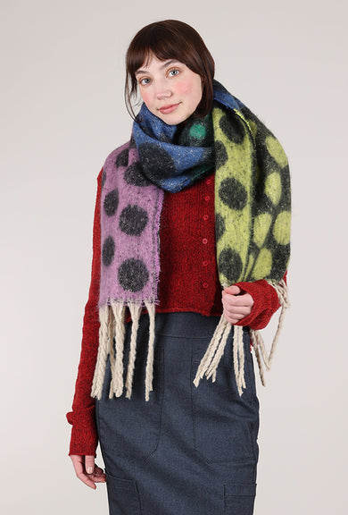 ACCITY Retro Polka Dot Scarf, Brown/Blue