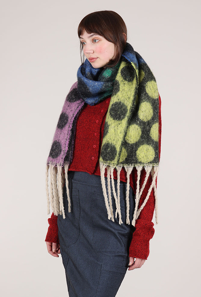 ACCITY Retro Polka Dot Scarf, Brown/Blue