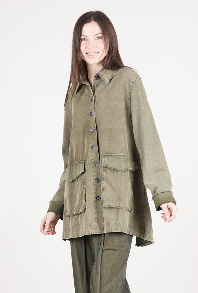 Baci Double Fabric Cargo Jacket, Military