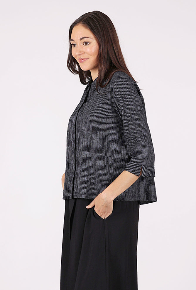 Niche Twinbutton Ridge Stripe Blouse, Gray