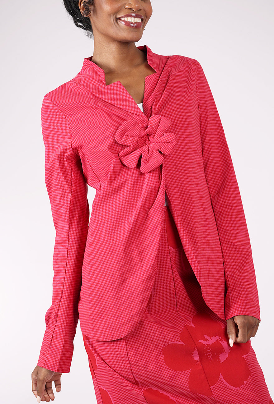 Rundholz Sig Stretch Flower Pin Jacket, Rose Check