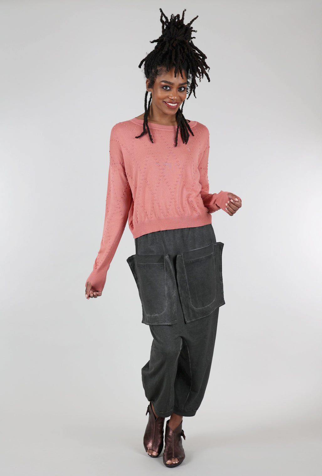 Planet Swiss Dot Sweater, Clay