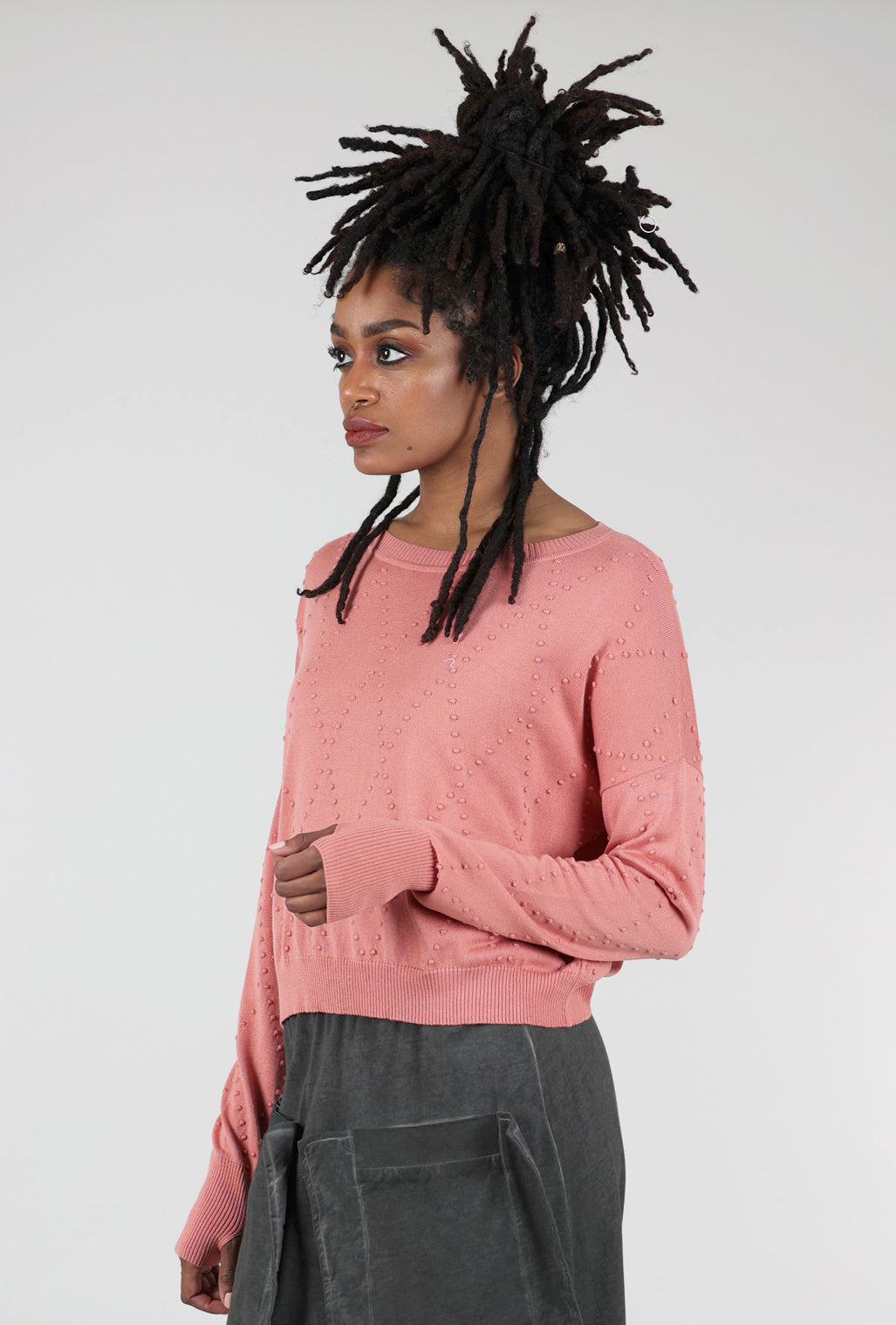 Planet Swiss Dot Sweater, Clay
