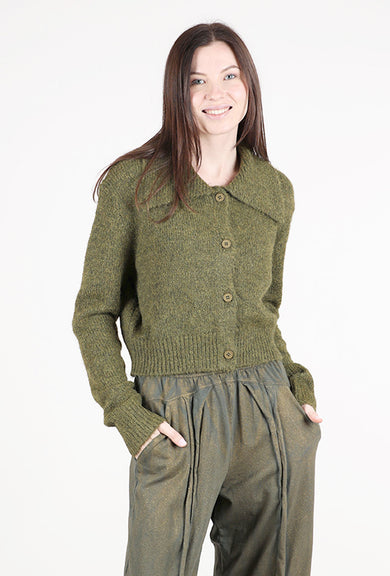 Grade & Gather Button-Up Cardie, Dark Moss