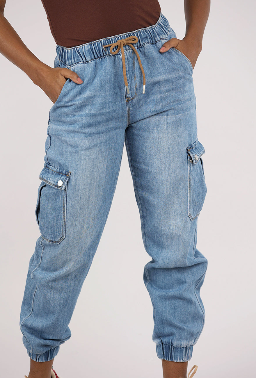 Pink Martini Simone Denim Jogger, Blue