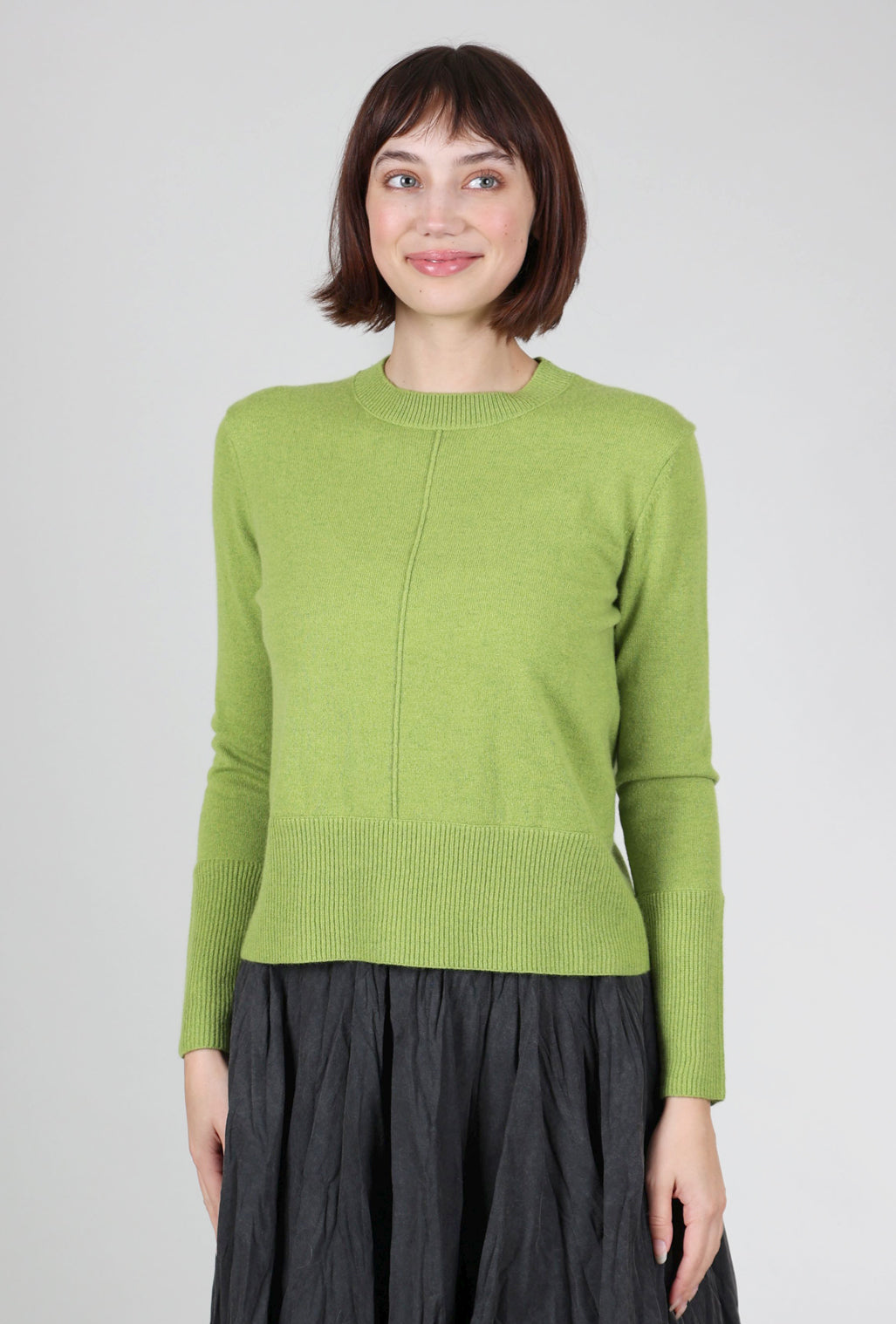 Kinross Cashmere Exposed Seam Crew, Moss