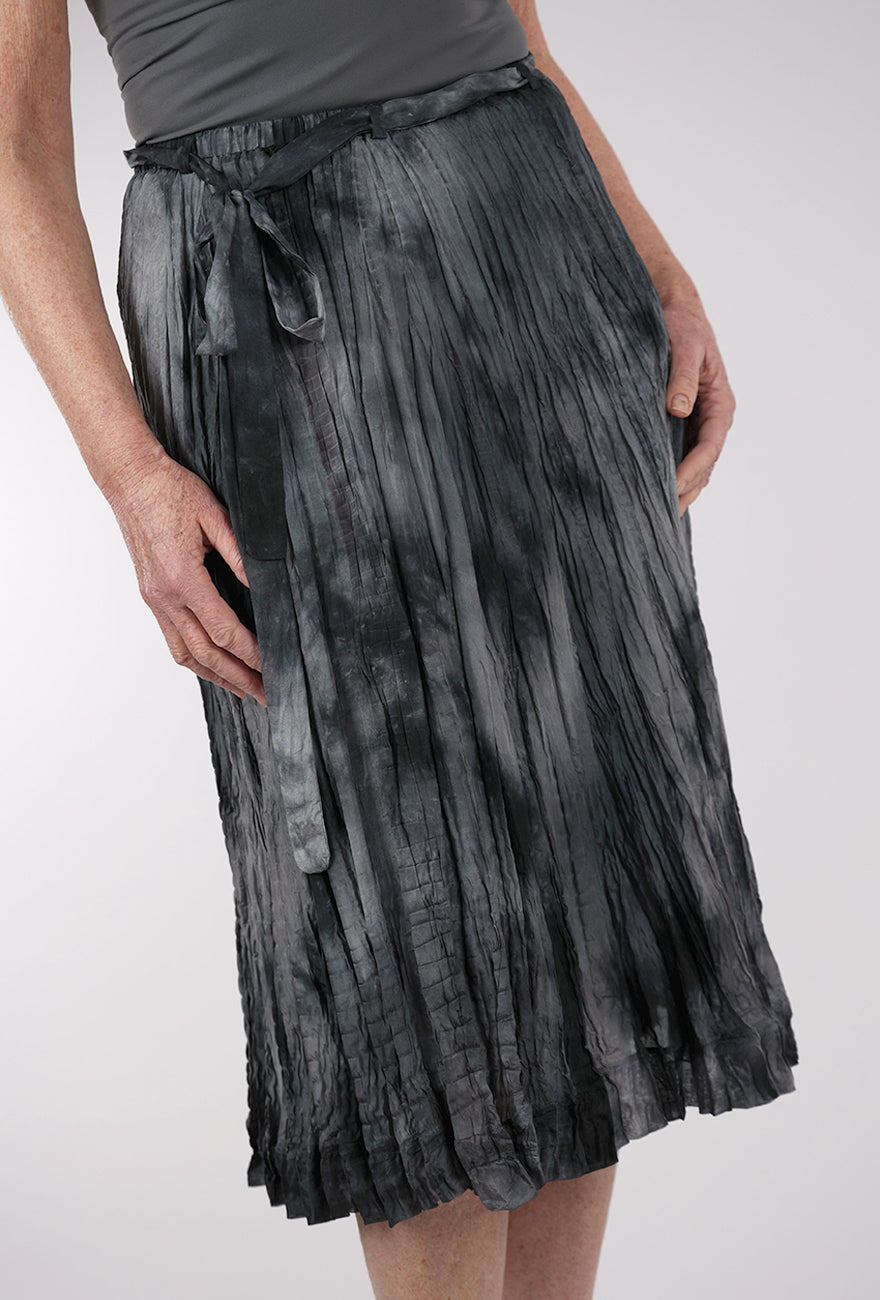 Viviana Uchitel Hand-Dyed Silk Skirt, Metal Grays