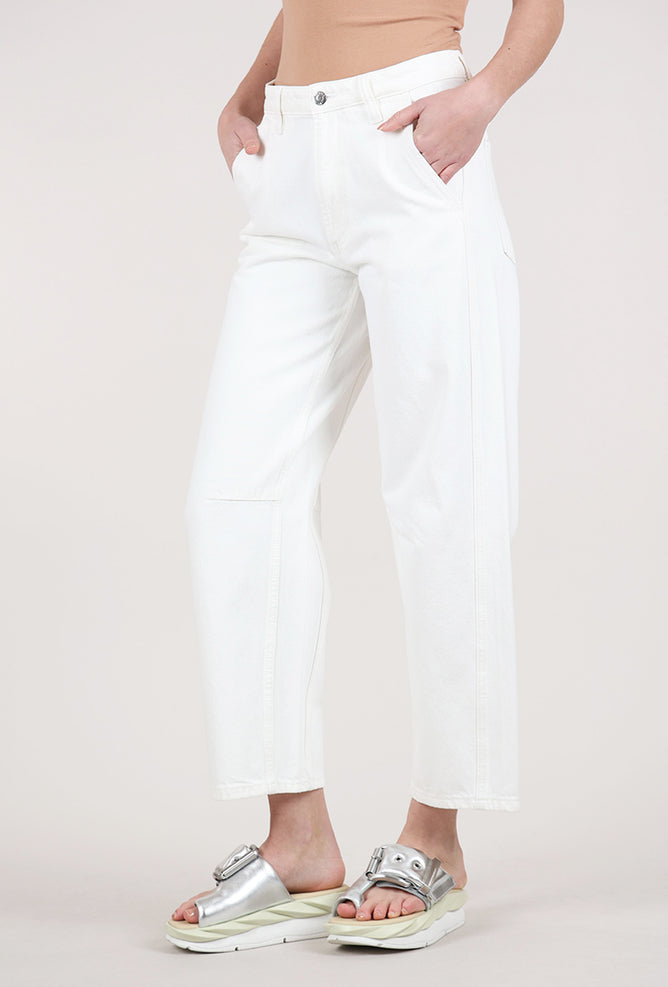 Pistola Beau Seamed Crescent Leg, Paper White