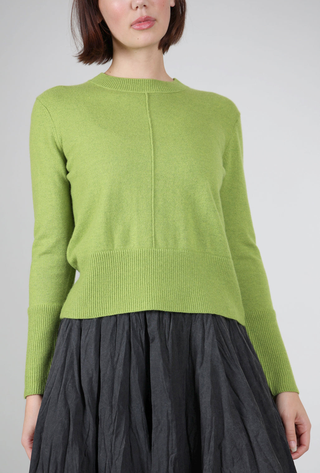 Kinross Cashmere Exposed Seam Crew, Moss