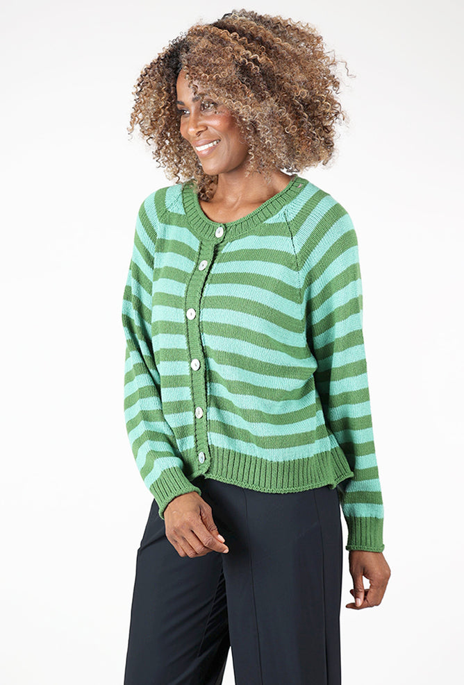 Alembika Beatrice Stripe Cardie, Green