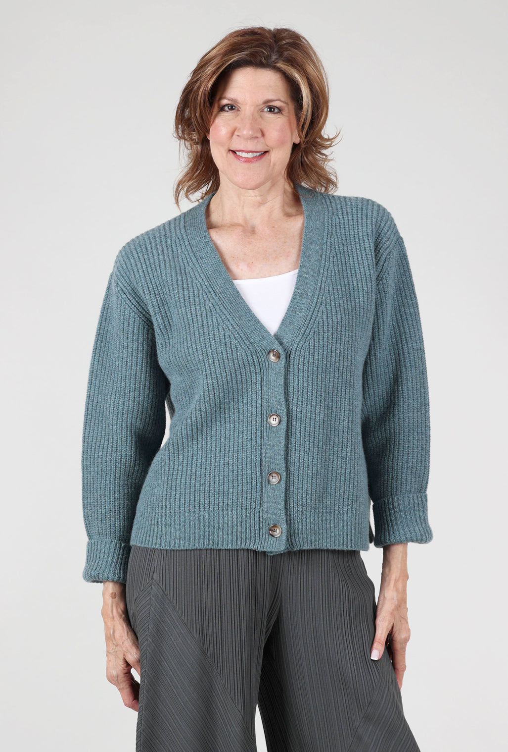 Bibico Amita Ribbed Cardie, Caspian