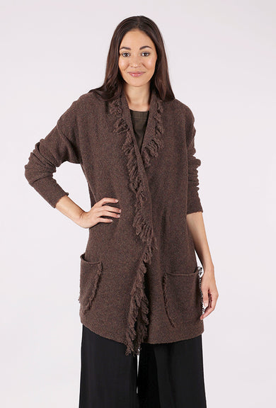 Grizas Fringed Lapel Cardie, Coffee