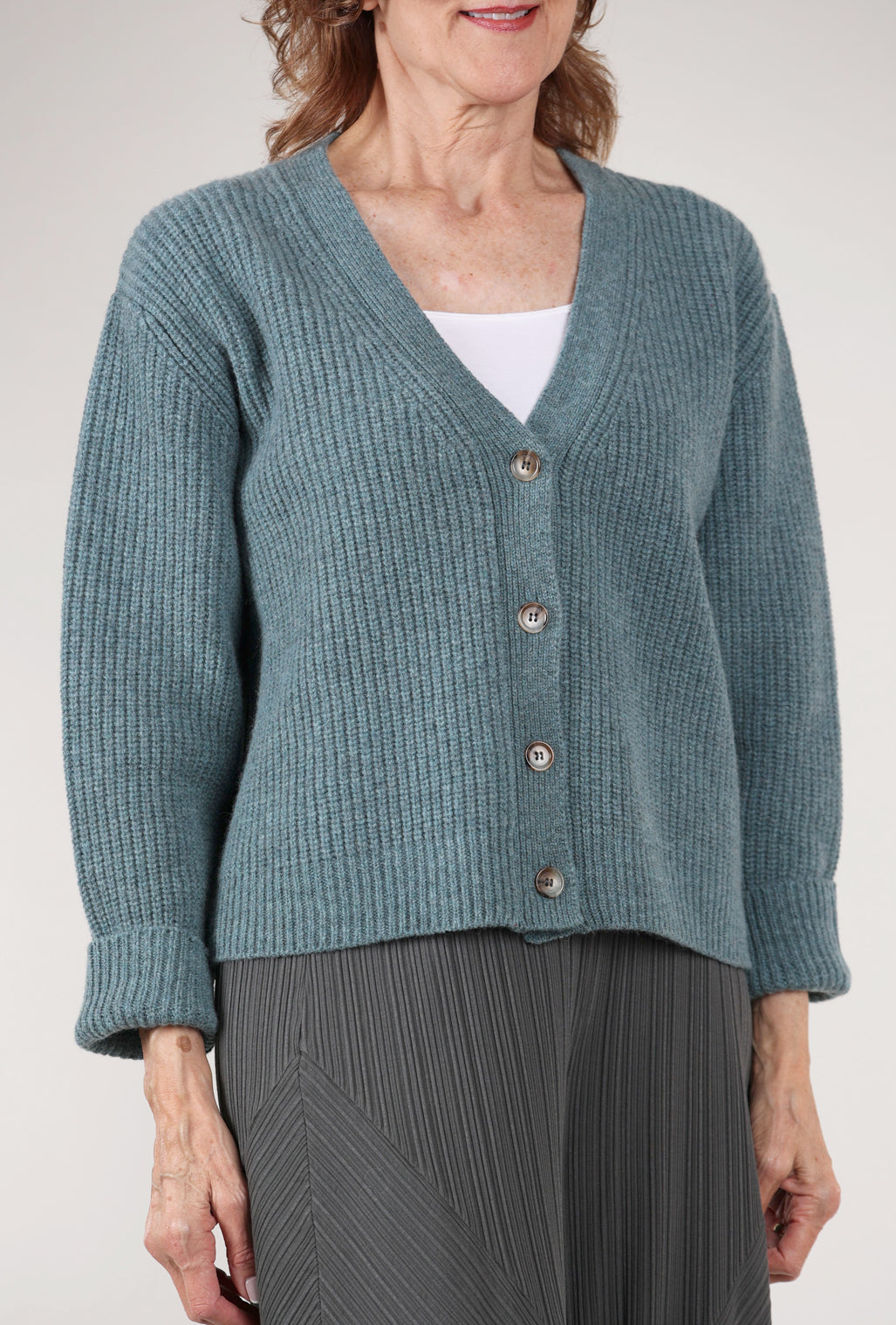 Bibico Amita Ribbed Cardie, Caspian