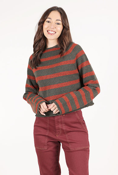 Grade & Gather Striped Mockneck Sweater, Tapenade
