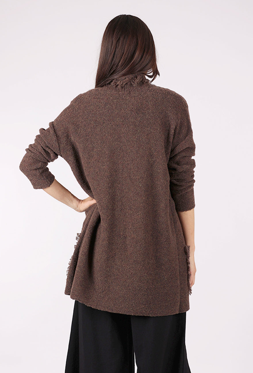 Grizas Fringed Lapel Cardie, Coffee