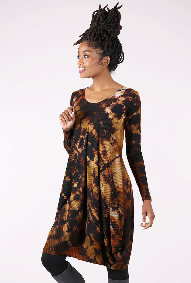 Heyne Bogut Spiral Dye Parachute Dress, Khaki/Black