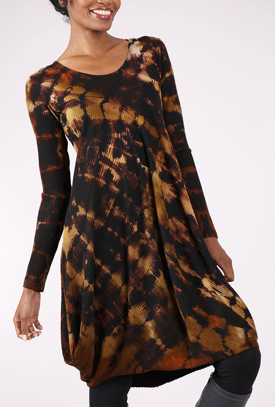 Heyne Bogut Spiral Dye Parachute Dress, Khaki/Black