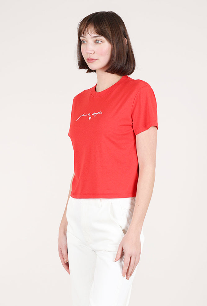 Favorite Daughter The Cropped Signature Tee, Rouge Red