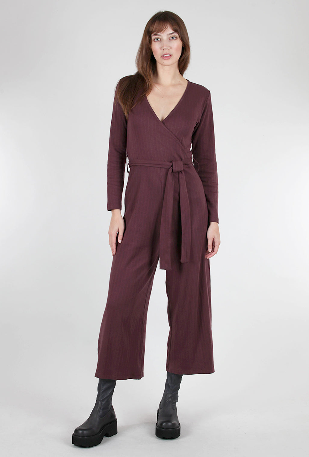Mata Traders Rita Rib Knit Jumpsuit, Eggplant