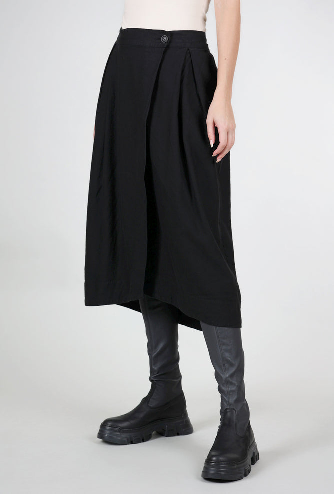 Baci Box Pleat Midi Skirt, Black