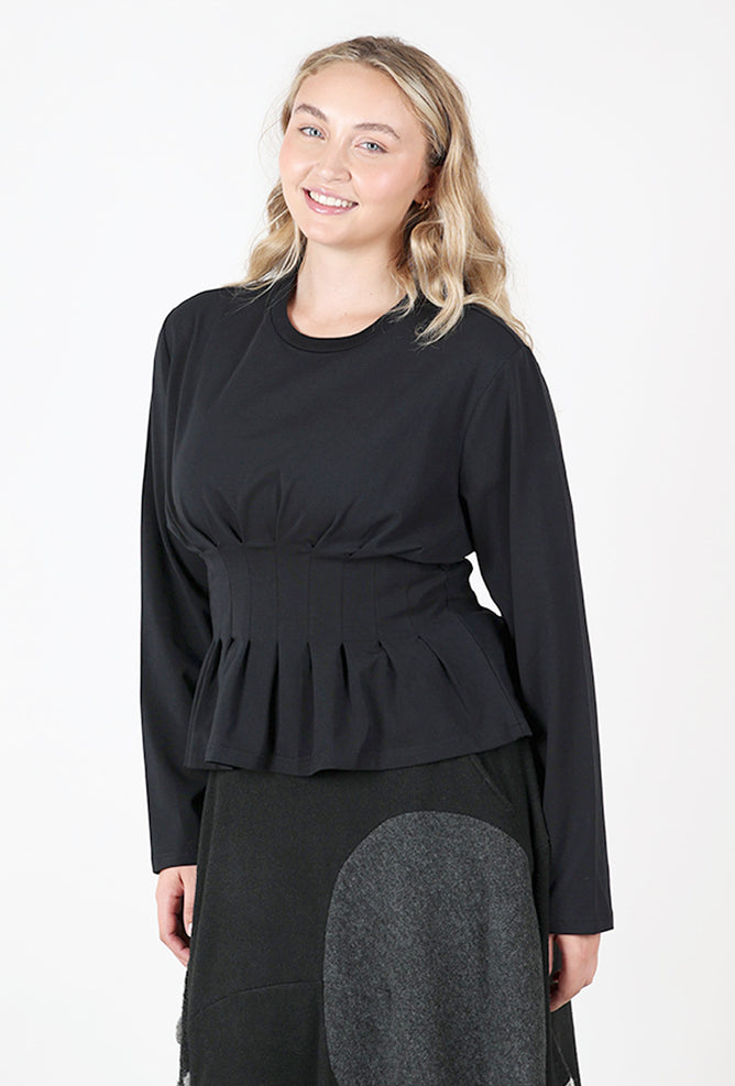 Gestuz Inez Pleat Detail Tee, Black