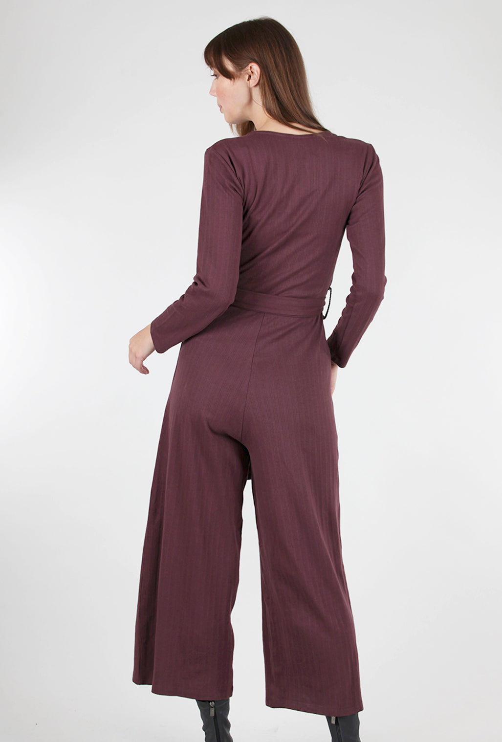 Mata Traders Rita Rib Knit Jumpsuit, Eggplant