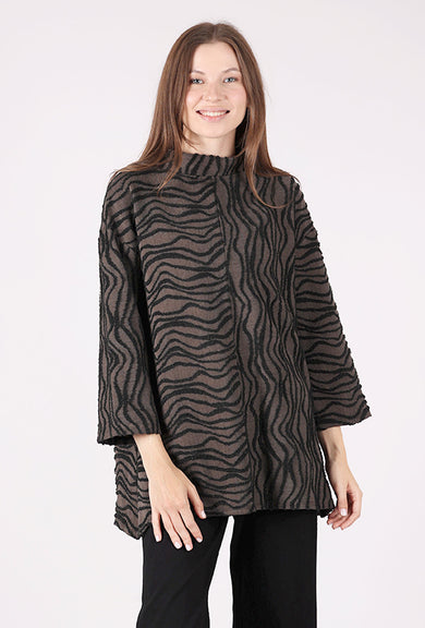 Olivia by Habitat Novelty Knits Side Slit Tunic, Coffee