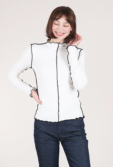 Hem & Thread Cabbage Hem Mock Top, Off White