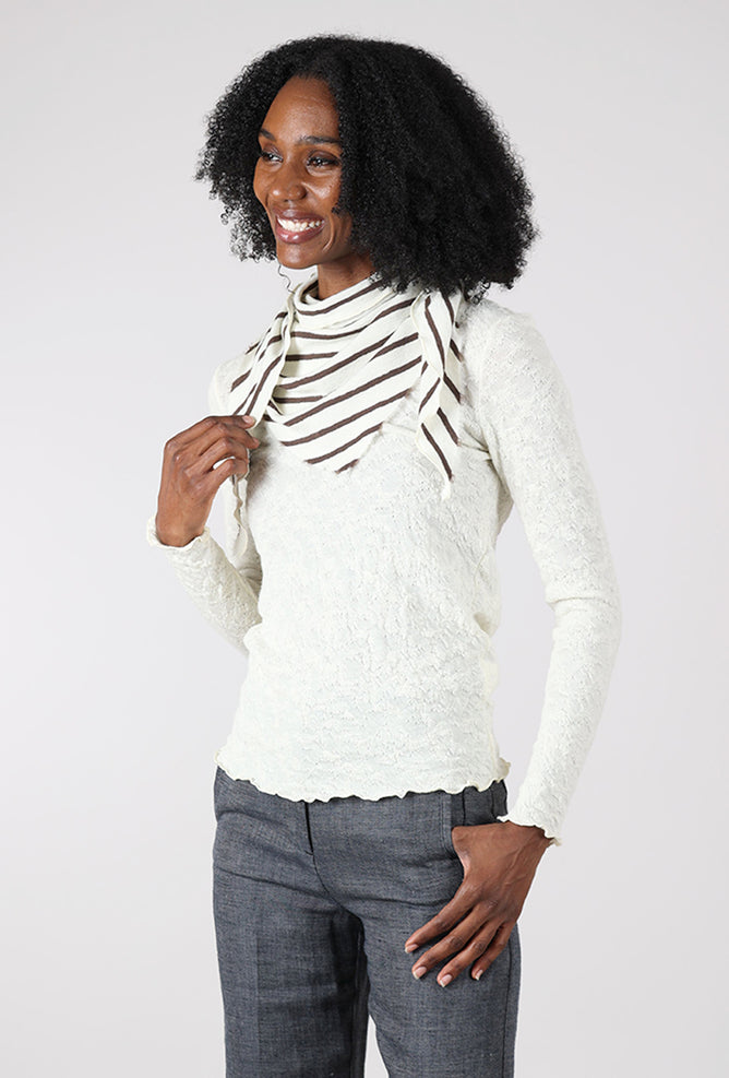 By Basics Merino Stripe Kerchief, Raw White/Chestnut