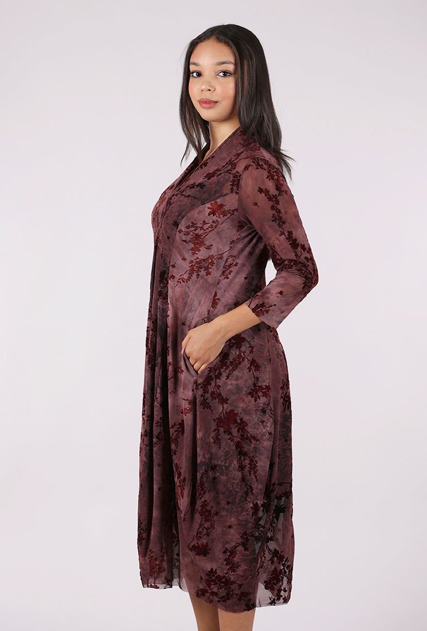 Alembika Barbra Mesh Overlay Dress, Wine