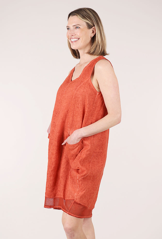 Contrast Hem Shift Dress, Terracotta